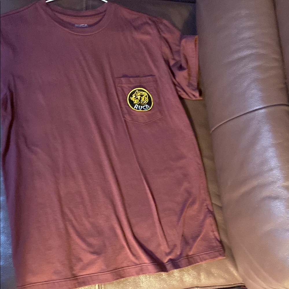 RVCA Brown and Yellow Short Sleeve Tee Casual Comfort